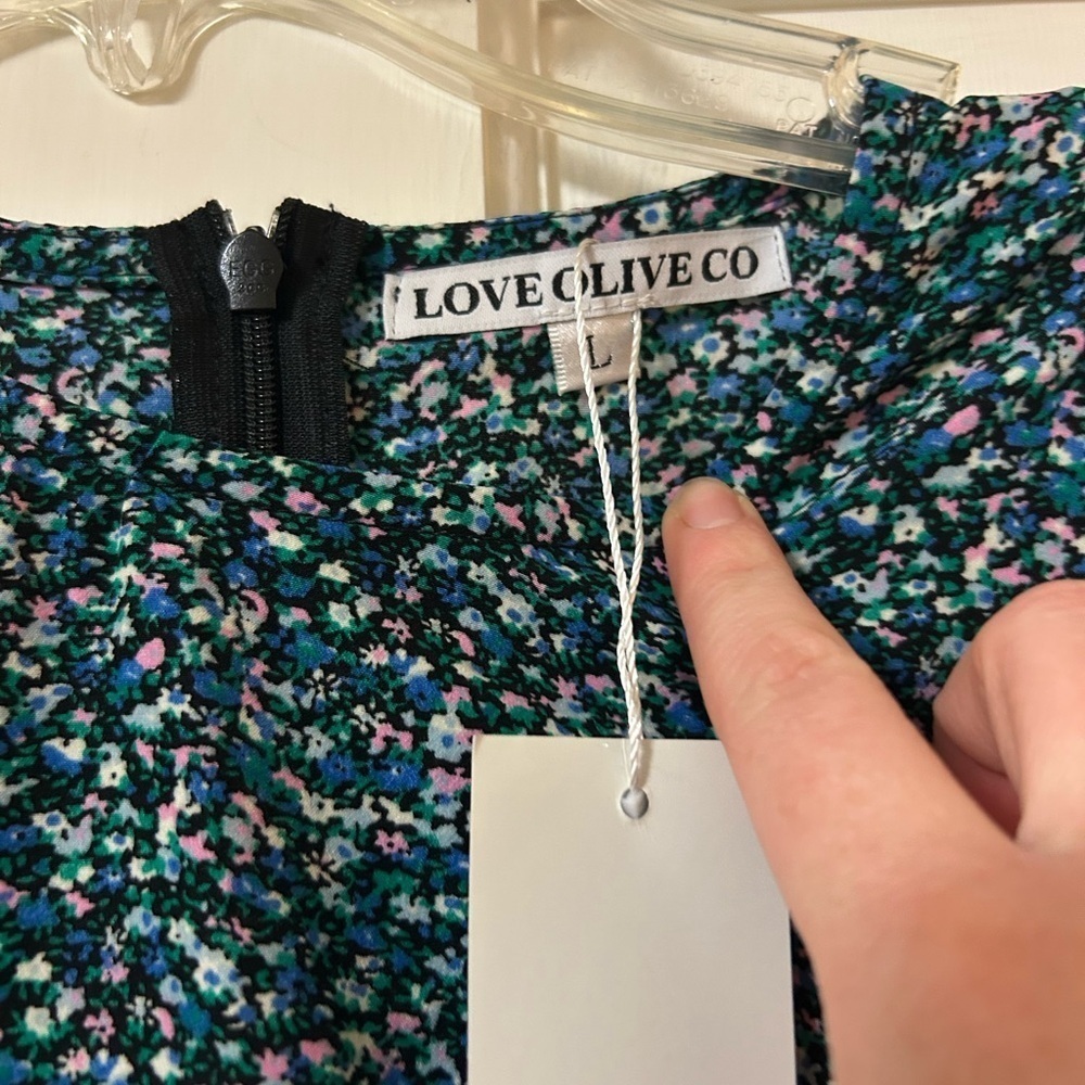 NWT Love Olive Co. Floral Mini Dress Bishop Sleeve Peasant Cottage Babydoll - Picture 7 of 13